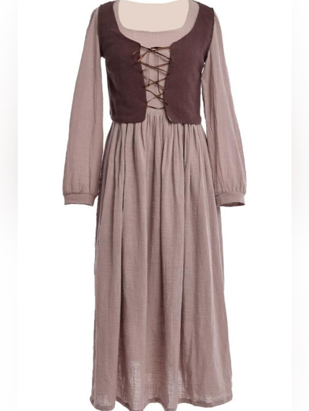  Wench Dance Dress Peasant Maid Medieval Costume-Renaissance Costume with Vest 